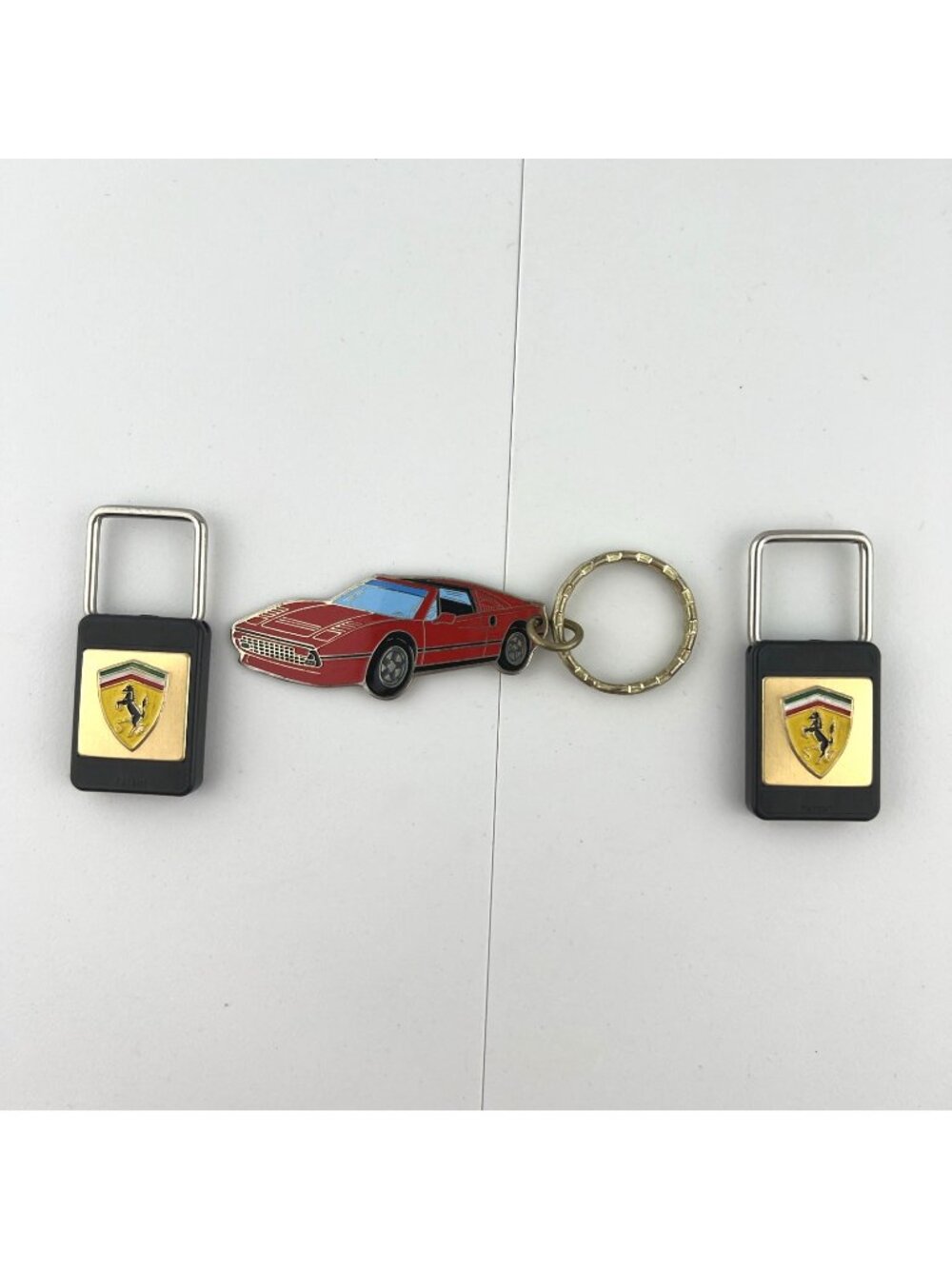 Vintage Lot of 3 Ferrari Fob Keychain 80s Automobile Maker Keyring